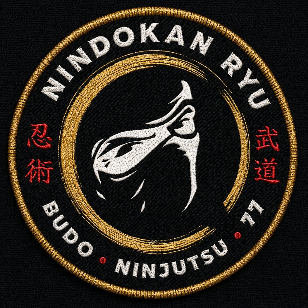 Écusson brodé Nindokan Ryu Budo Ninjutsu 77 du kimono ninja