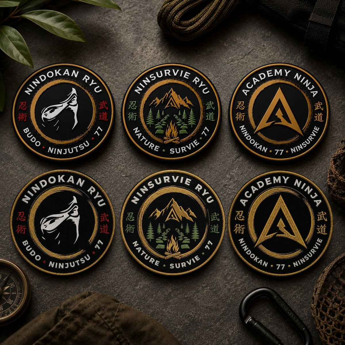Pack des trois écussons brodés Academy Ninja, Nindokan et Ninsurvie