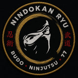 Écusson brodé Nindokan Ryu, fil or sur fond navy