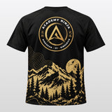 T-shirt technique Academy Ninja noir et or, dos avec le sceau NINDOKAN 77 NINSURVIE
