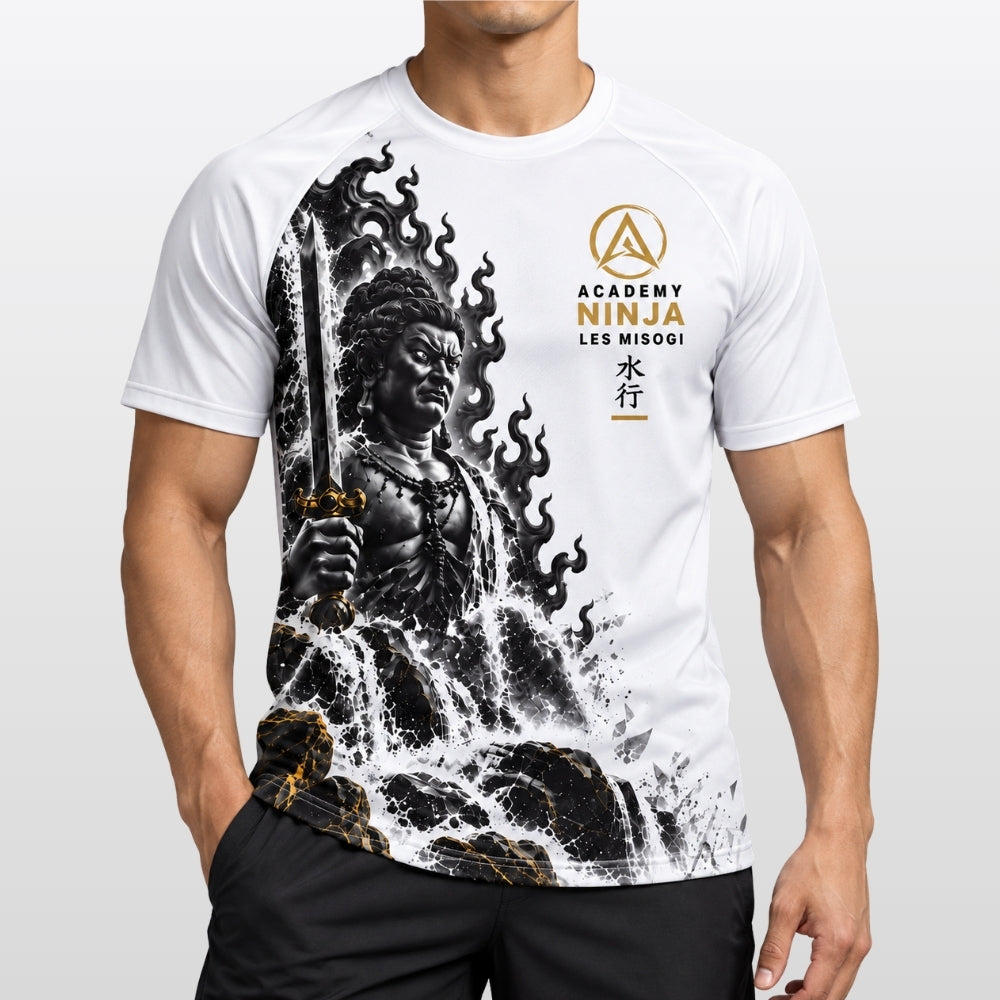T-shirt technique Misogi blanc porté, vue de face