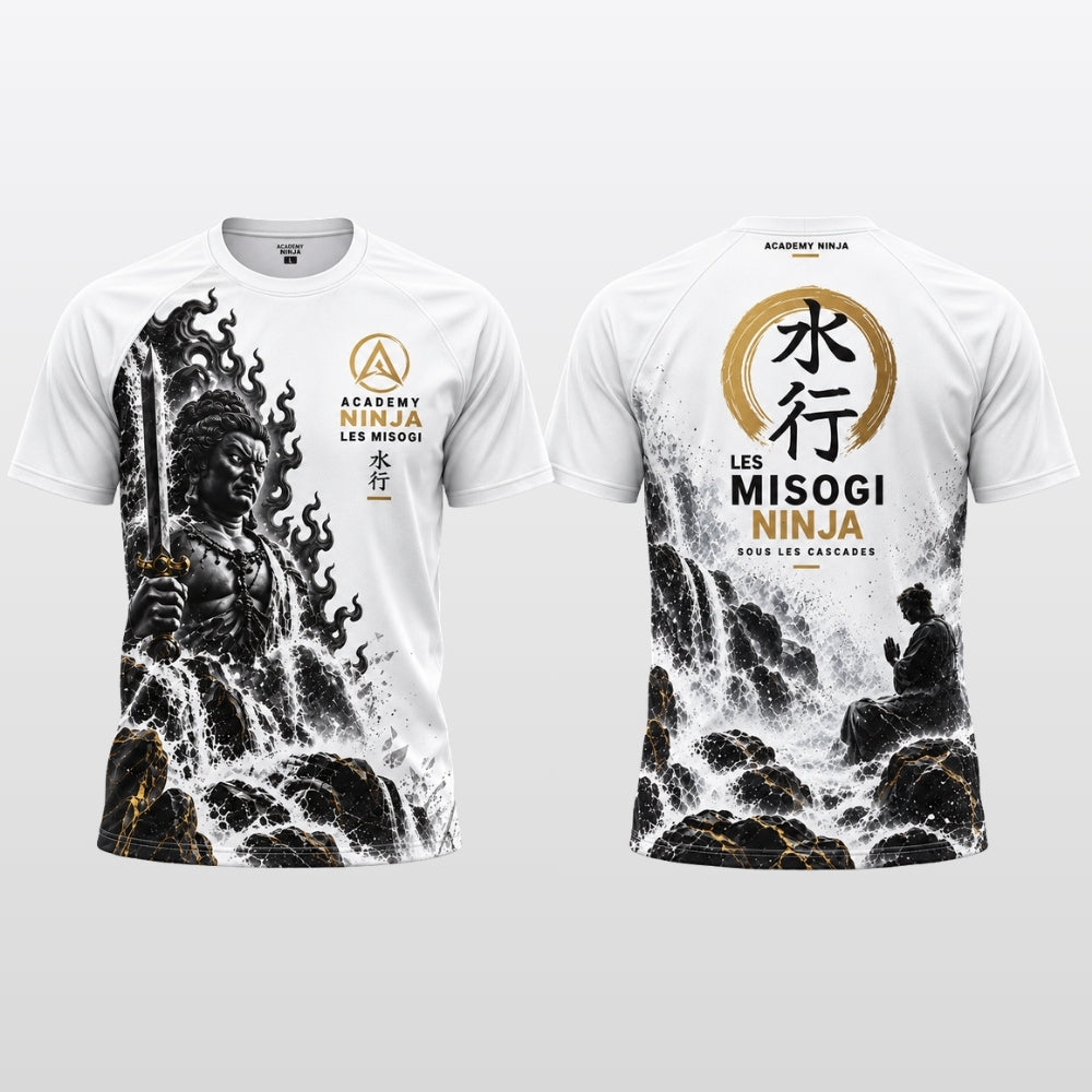 T-shirt technique Misogi blanc, vue recto et verso